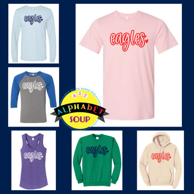 Liberty High School eagles outline Design on tees and sweatshirts