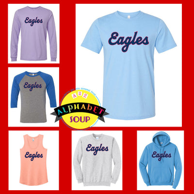 Liberty High School eagles script Design on tees and sweatshirts
