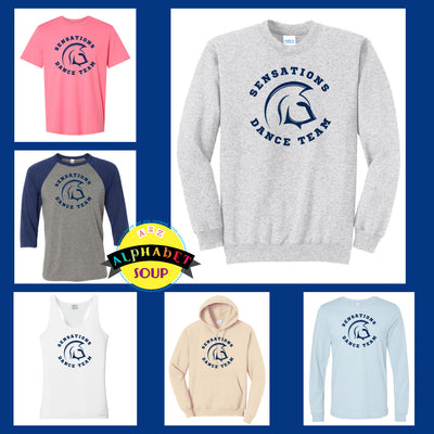 FHC Sensations logo on tees and sweatshirts collage