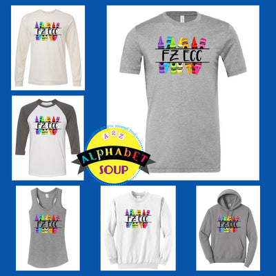 FZ ECC Crayons Design on tees and sweatshirts