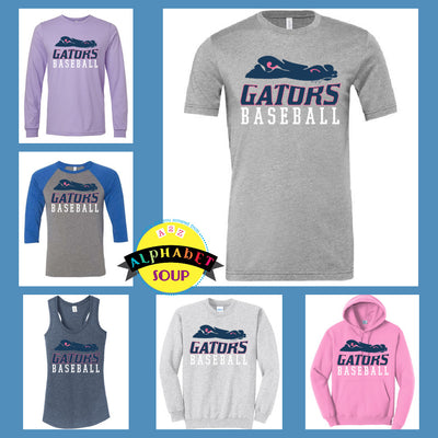 Gators Baseball - Gator Head Baseball design on a tee and sweatshirt collage.