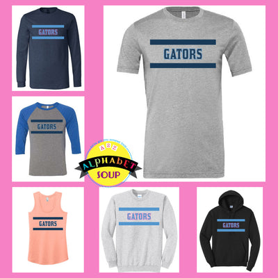 Gators Baseball - Gators Stripe Border design on a tee and sweatshirt collage.