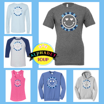 Illinois and Missouri Gators Baseball - Gators Mama Smile design on a tee and sweatshirt collage.