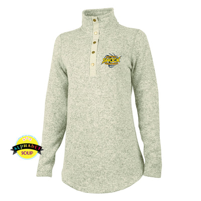 Midwest Shock logo on hingham tunic in color sand