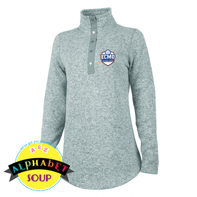 ECMO logo on heather grey hingham tunic