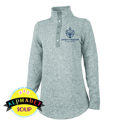 Legacy Creators Academy logo on hingham fleece tunic in heather grey