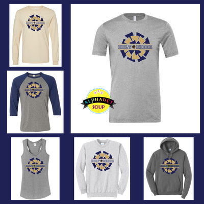 Holt Cheer Pom design on the tee and sweatshirt collage