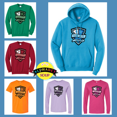 Journey Elementary House Logos on tees and hoodies collage