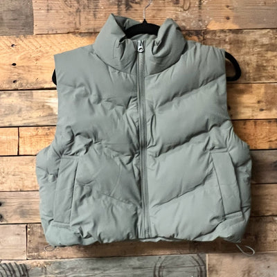 olive puffer vest ready to be worn as is or add your monogram!