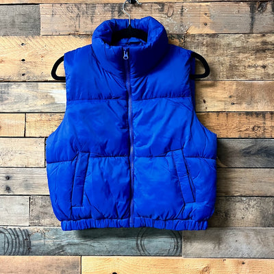 Royal blue puffer vest ready to be worn as is or add your monogram!