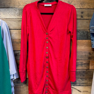 red cardigan