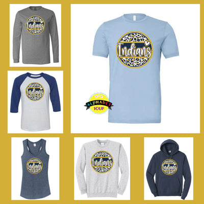 Wentzville Middle Indian Circle design collage of tees and sweatshirts