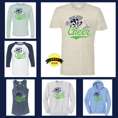 Jr Wolve Cheer pom and megaphone design tee and sweatshirt collage