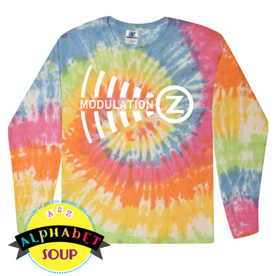 White Modulation Z logo on tie dye long sleeve shirt