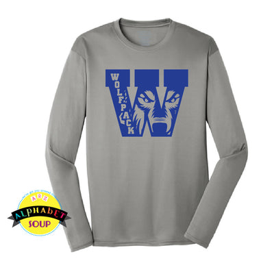Port & Co performance Long sleeve tee with W wolfpack design