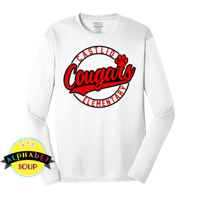 Port and Co Long sleeve performance tee with the Cougar circle design