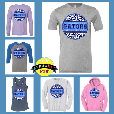 Illinois and Missouri Gators Baseball - Gators Leopard Circle design on a tee and sweatshirt collage.