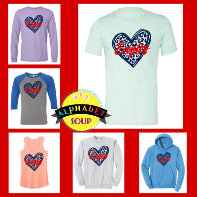 Liberty High School leopard heart eagles Design on tees and sweatshirts