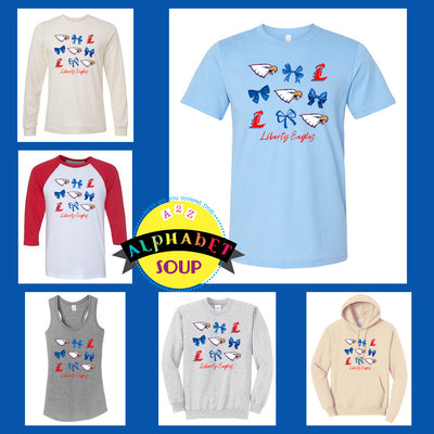 Liberty High School Bows and Logos Design on tees and sweatshirts