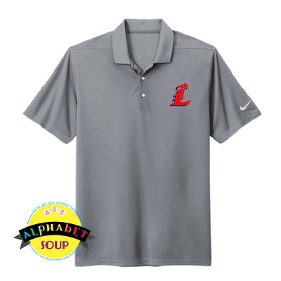 Liberty High School L logo on grey nike polo