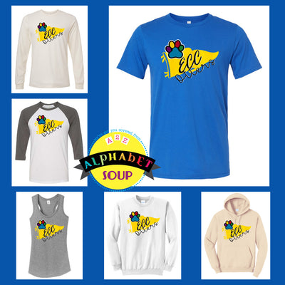 FZ ECC Otters Pennant design on tees and sweatshirts collage