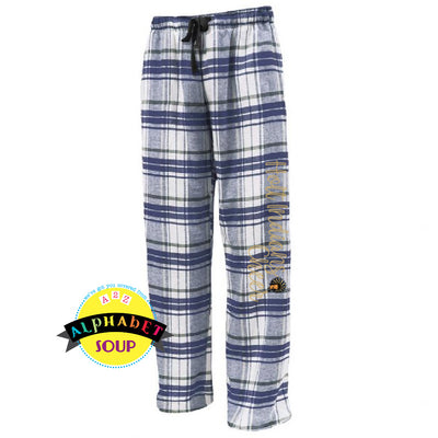 Pennant flannel pants with Holt Indians Cheer down the leg