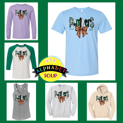 Mehlville Football Panthers Doodle with Bow design on tees and sweatshirts collage