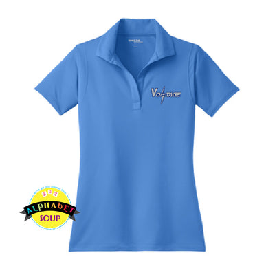 Sport-Tek ladies performance polo with the Voltage Volleyball logo embroidered on the left chest.