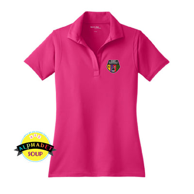 Sport-Tek Ladies performance polo with the FZ United Lacrosse Logo embroidered on the left chest.