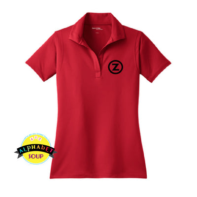 Sport-Tek ladies performance polo with the Modulation Z Combined logo embroidered on the left chest.