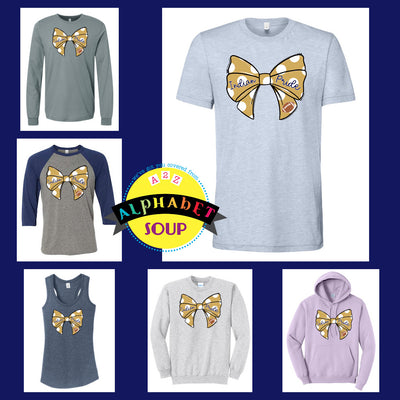 Holt Football Polka Dot Bow Indian Pride Design on tees and sweatshirts