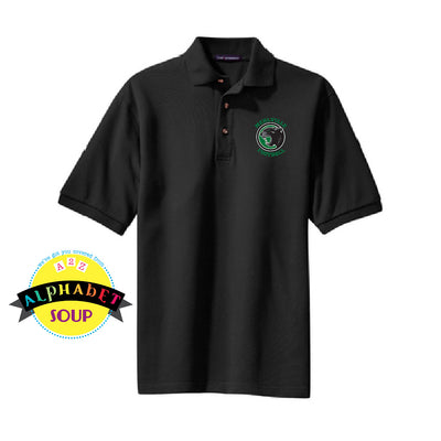 Mehlville football logo on port authority polo in black