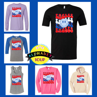 Liberty High School Retro Eagles Smile Design on tees and sweatshirts