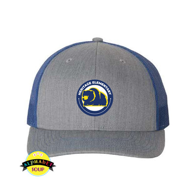Heritage Elementary Trucker Hat with Logo in Grey/Royal