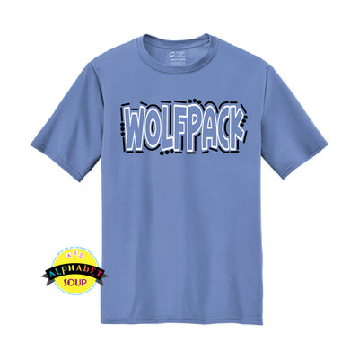 Port & Co performance tee with the wolfpack sketch design