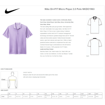 Nike Polo size chart