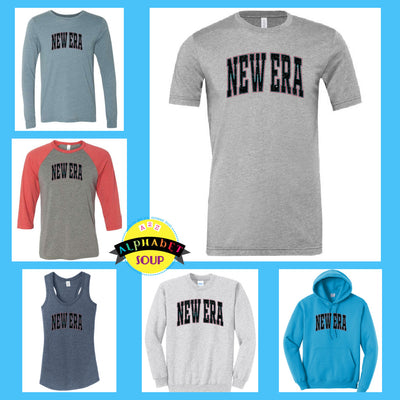 New Era Tees and sweatshirt collage