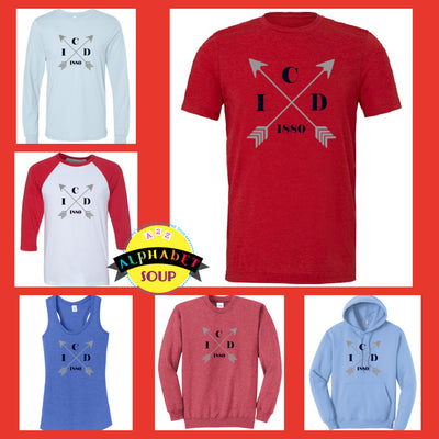 ICD Arrow design on tees and sweatshirts