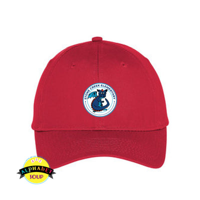 Basic hat embroidered with the Stone Creek Elementary Logo