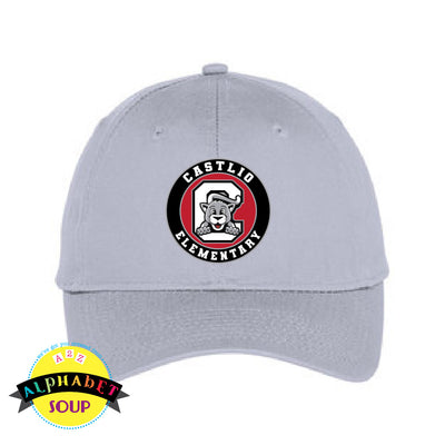 Basic grey baseball hat with the Castlio Logo
