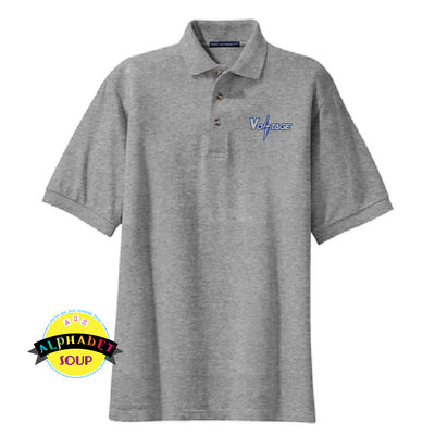 Port Authority cotton polo with the Voltage Volleyball logo embroidered on the left chest.