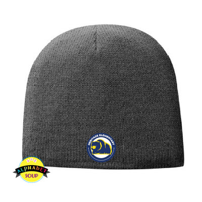 Heritage Elementary Lined Beanie with Logo in Athletic Oxford