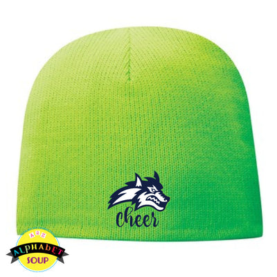 Port & Co lined Beanie embroidered with the Jr Wolves Cheer logo