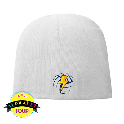 Midwest Shock logo on white lined beanie