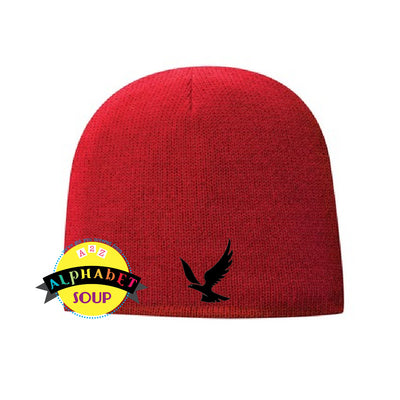 lined beanie with pleasant lane logo embroidered on the front