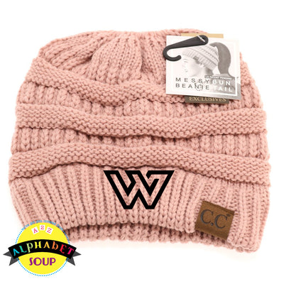 CC beanie tail with WWF logo embroidered on the front