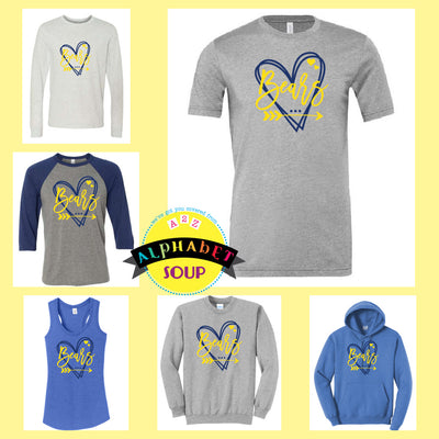 Heritage Elementary Bears Heart Design on tees and sweatshirts collage