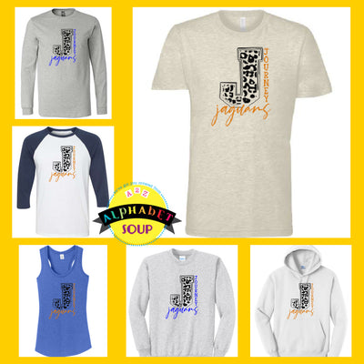 Journey elementary big j design on tees and sweatshirt collage.