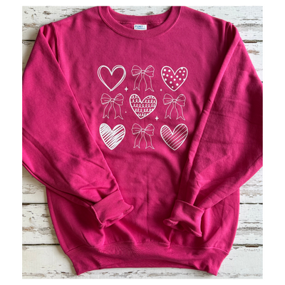 bows and hearts crewneck