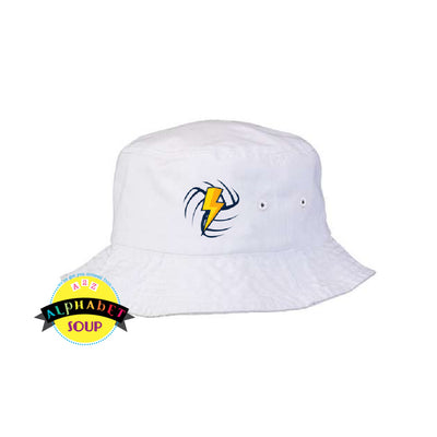 Midwest Shock icon logo on white bucket hat